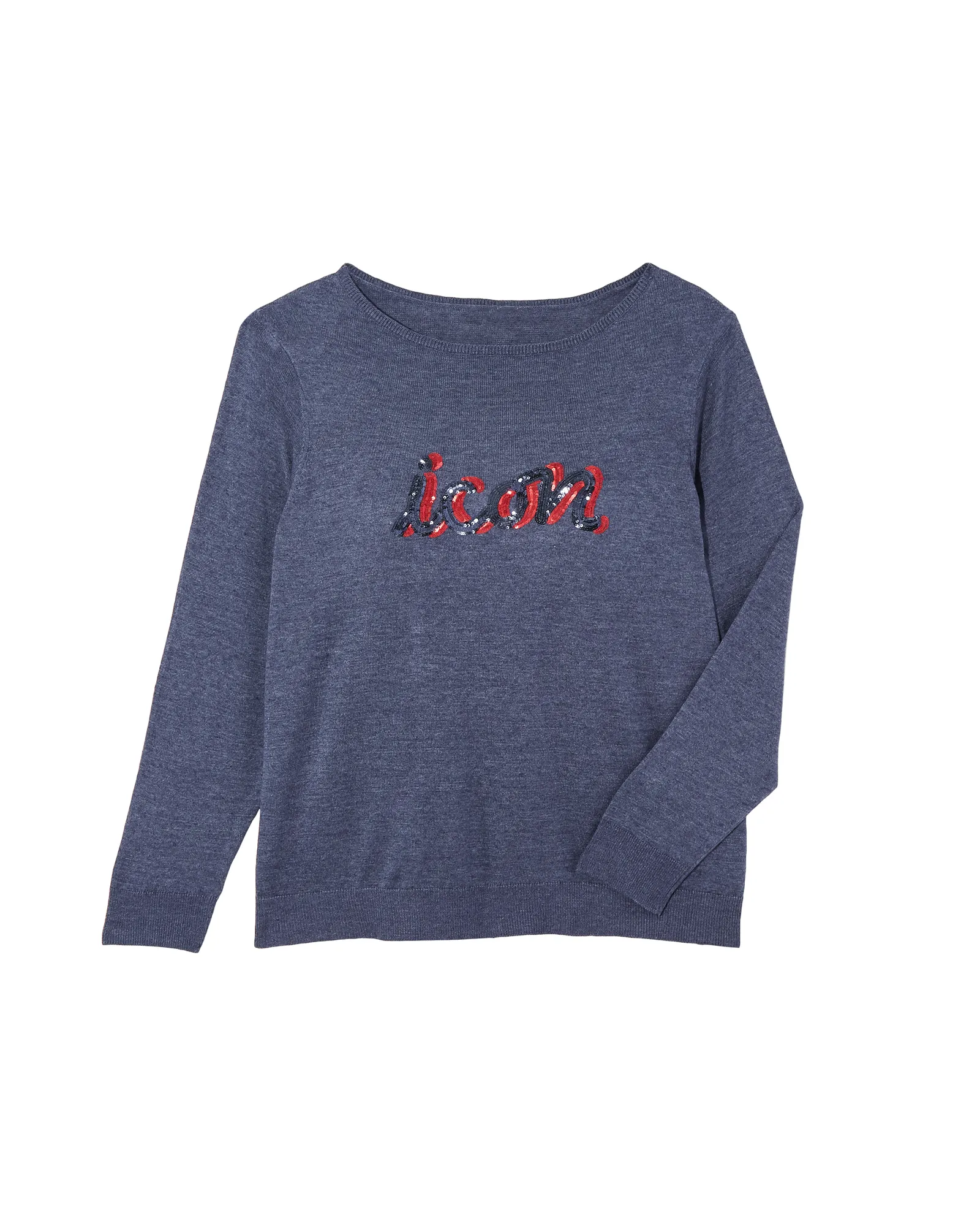 Shannon Sequin Graphic Lightweight Sweater | Navy / Red