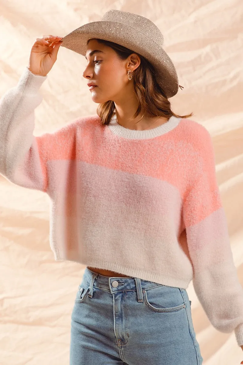 Soft Textured Color Gradient Sweater Top