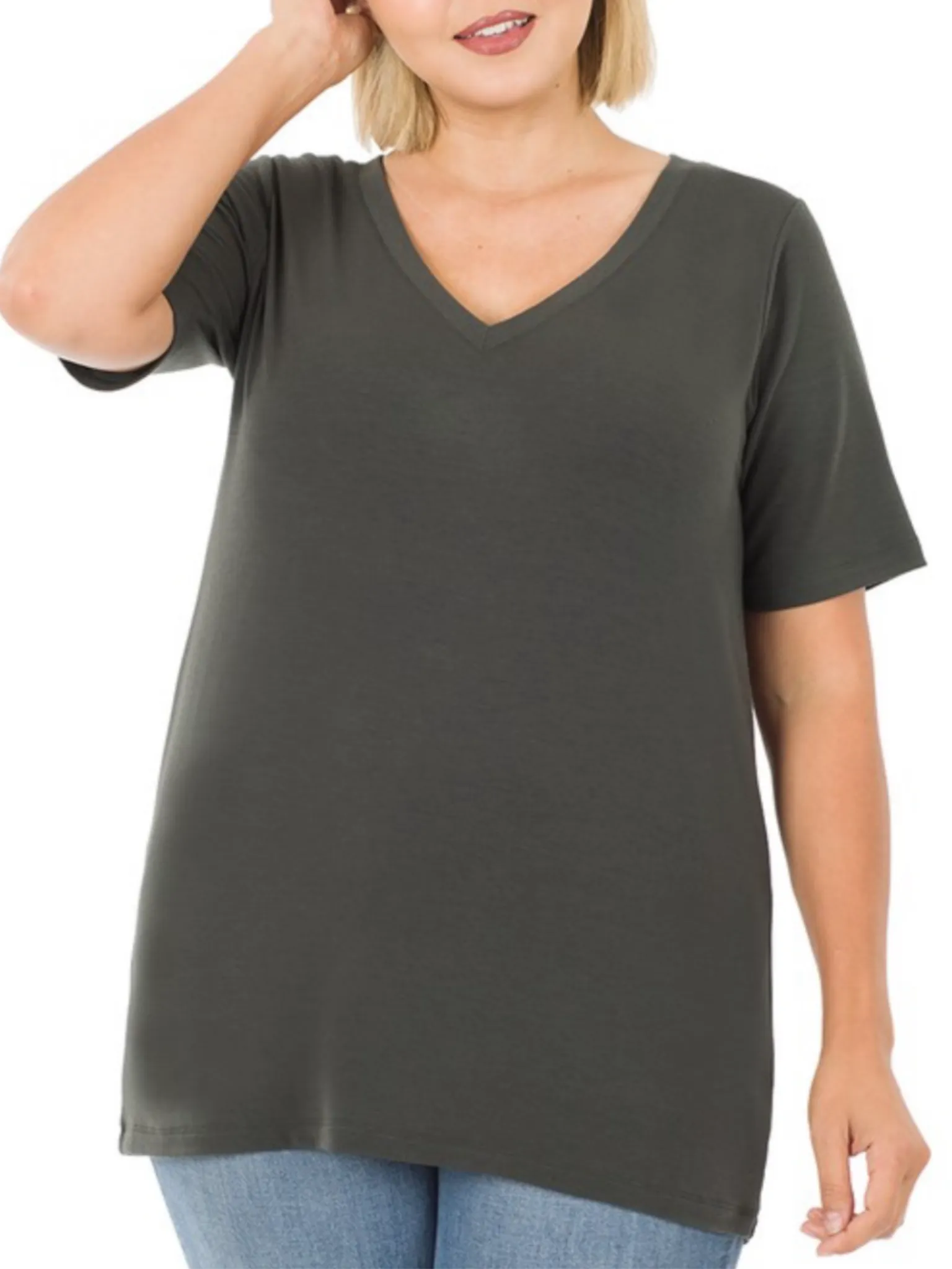 Sydney V-Neck Short Sleeve - Ash Grey