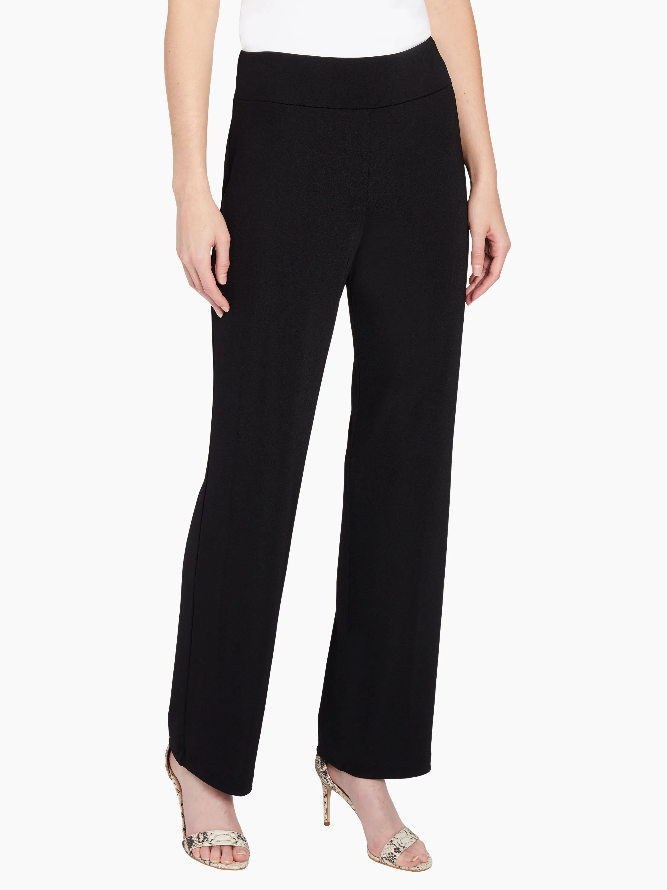 Textured Straight Leg Pull-On Pants