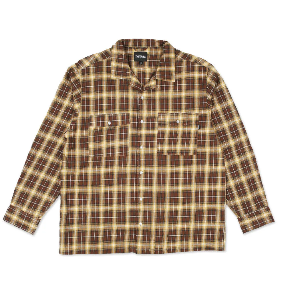 Theories Flannel Mechanics Shirt Brown