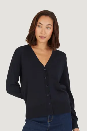 Thought Dotti Organic Cotton V-Neck Cardigan in Navy