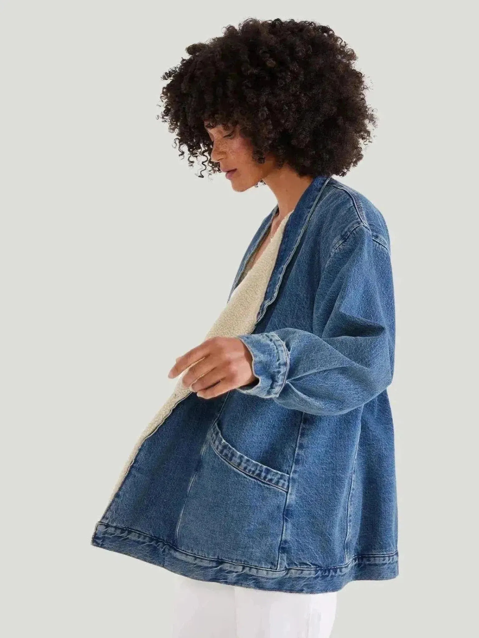 ÉTICA Denim Sherpa Lined Jacket