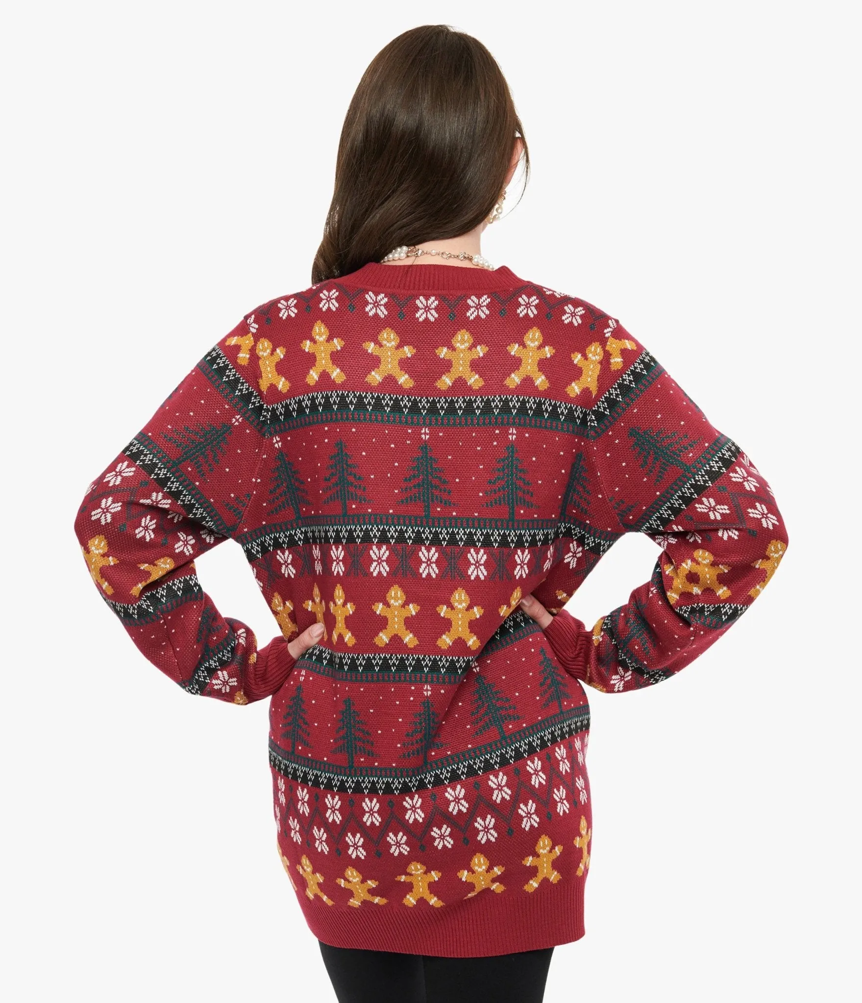 Unique Vintage 1960s Burgundy Gingerbread Fair Isle Cardigan