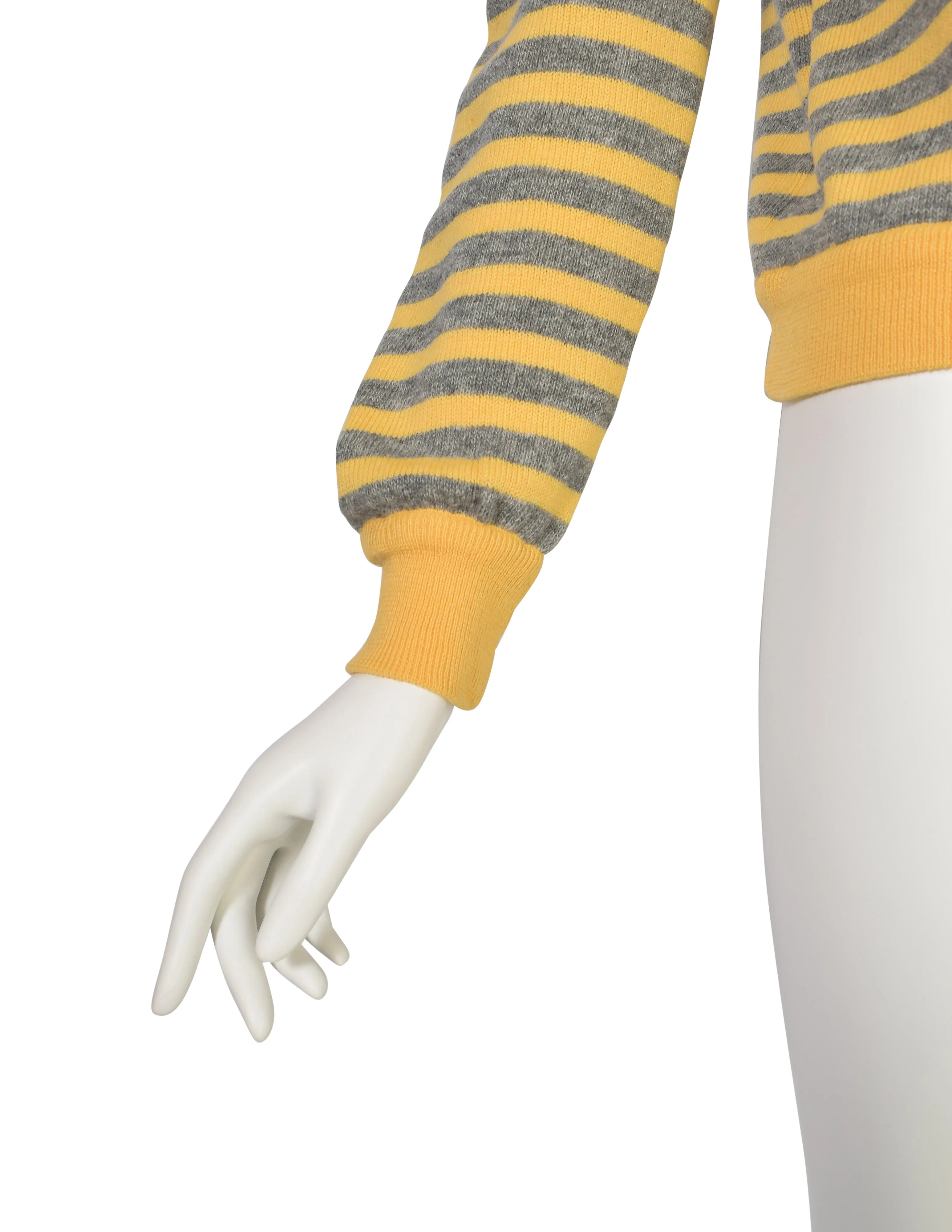 Valentino Vintage 1980s Yellow Grey Striped Wool Sweater