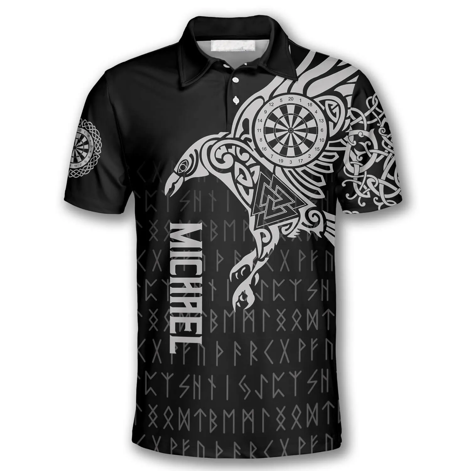 Viking The Raven Of Odin Viking Tattoo Custom Darts Shirts for Men