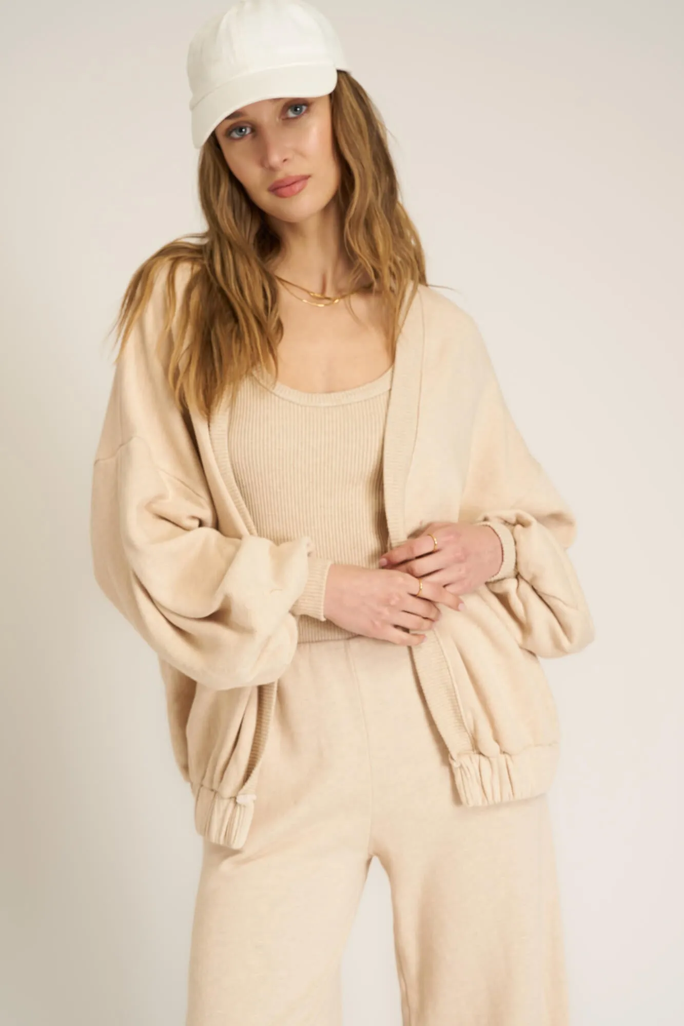 Warming Up Fleece Open Front Cardi - Mother of Pearl