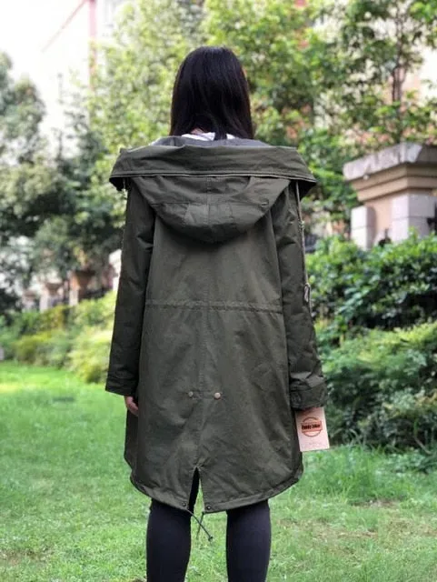 Women Jacket Parka Fashion Real Fox W/Fur Rabbit Lining