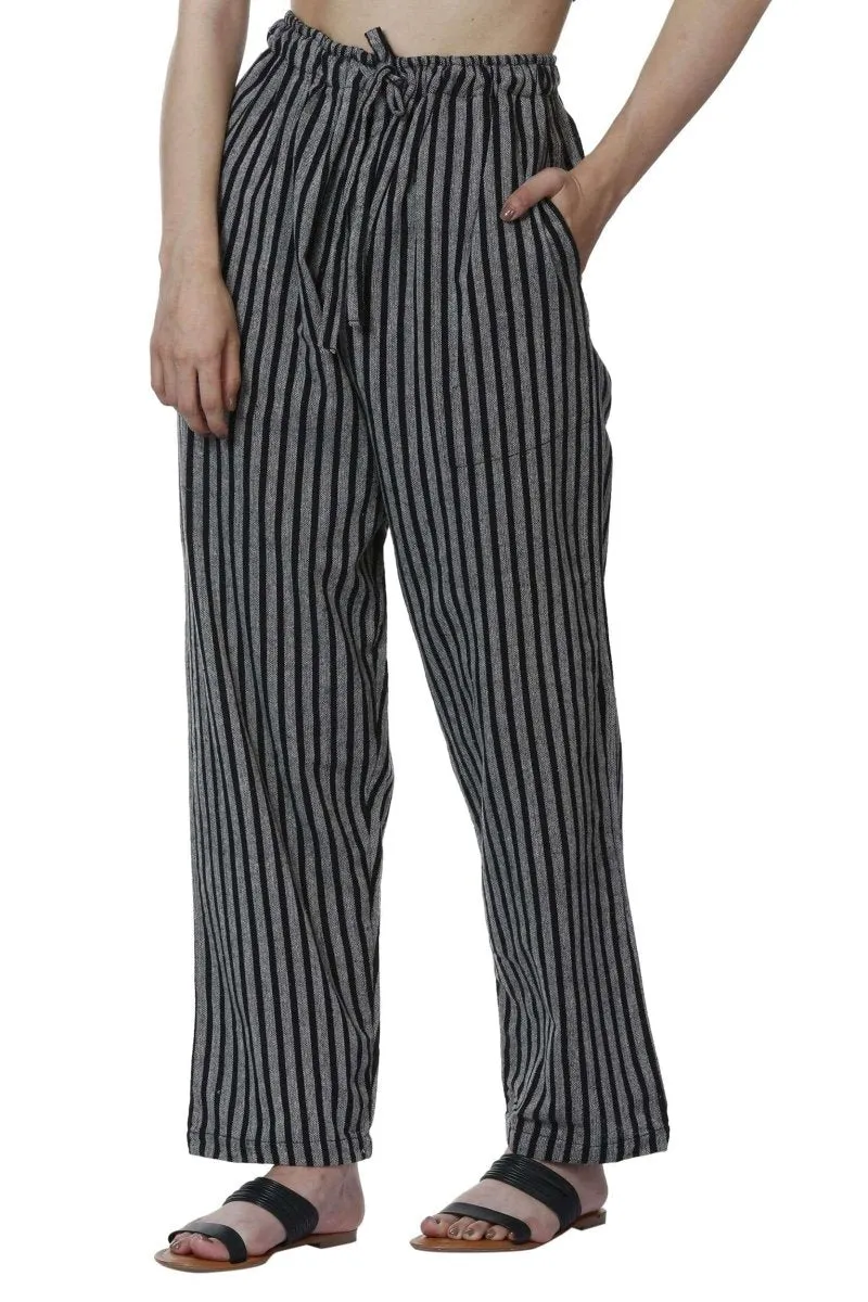 Women's Lounge Pant | Black Stripes | Free Size