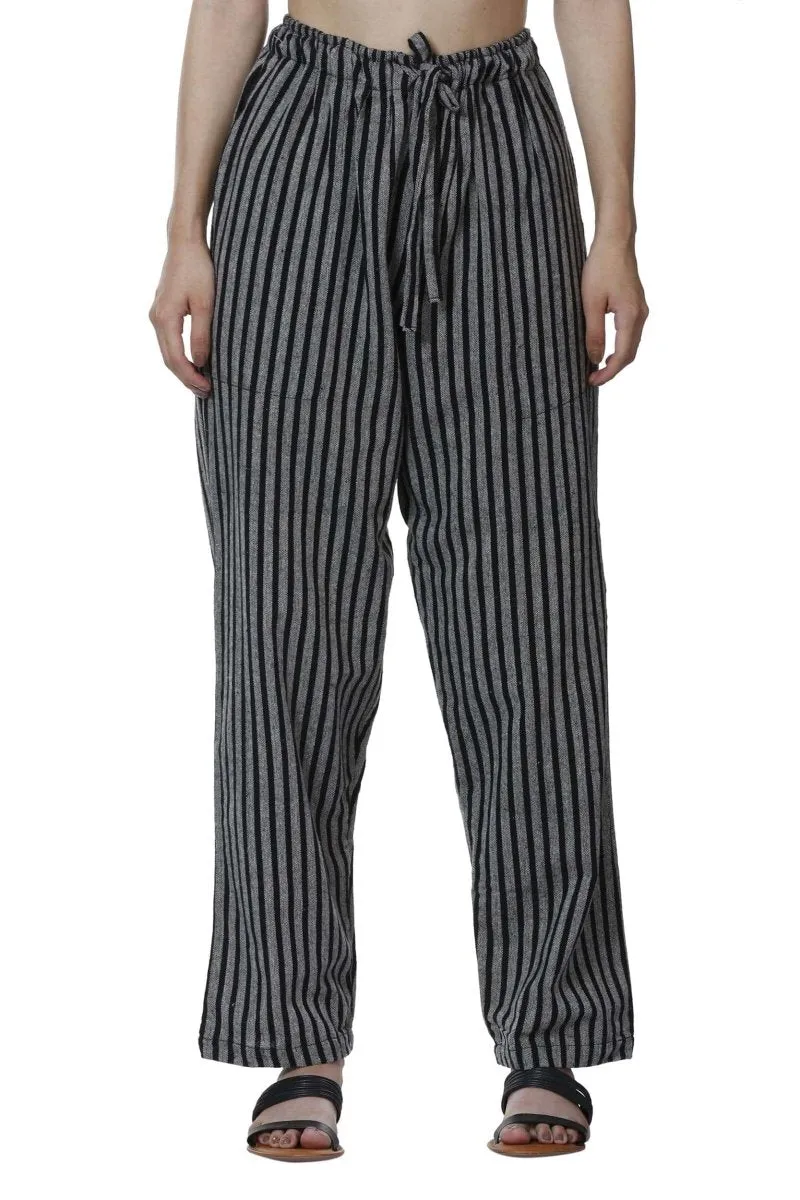 Women's Lounge Pant | Black Stripes | Free Size