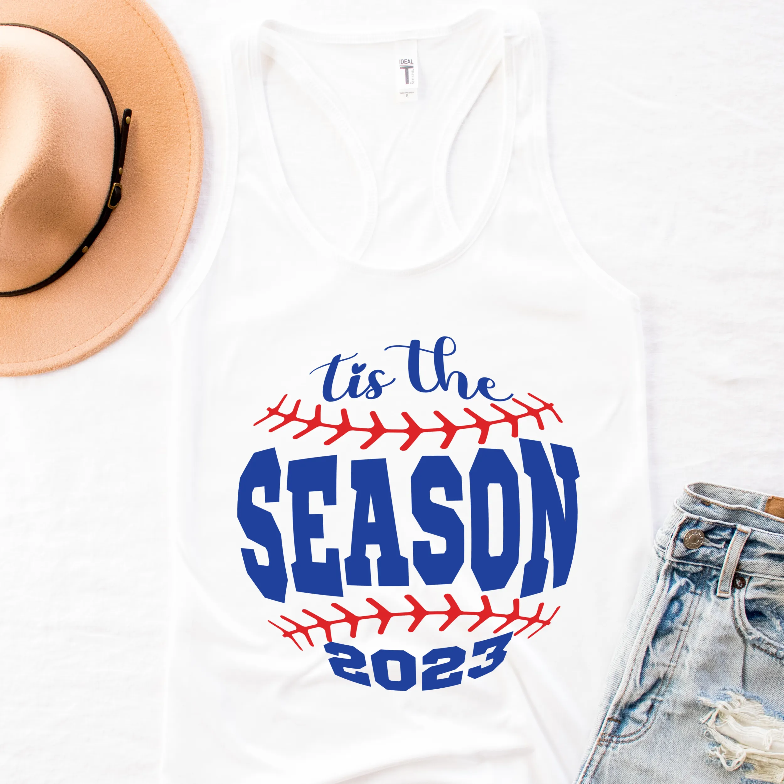 Women's Spring or Summer Tis The Season 2023 Crewneck Sweatshirt Hoodie T-Shirt or Tank Retro Baseball Design Spring Gift for Mom