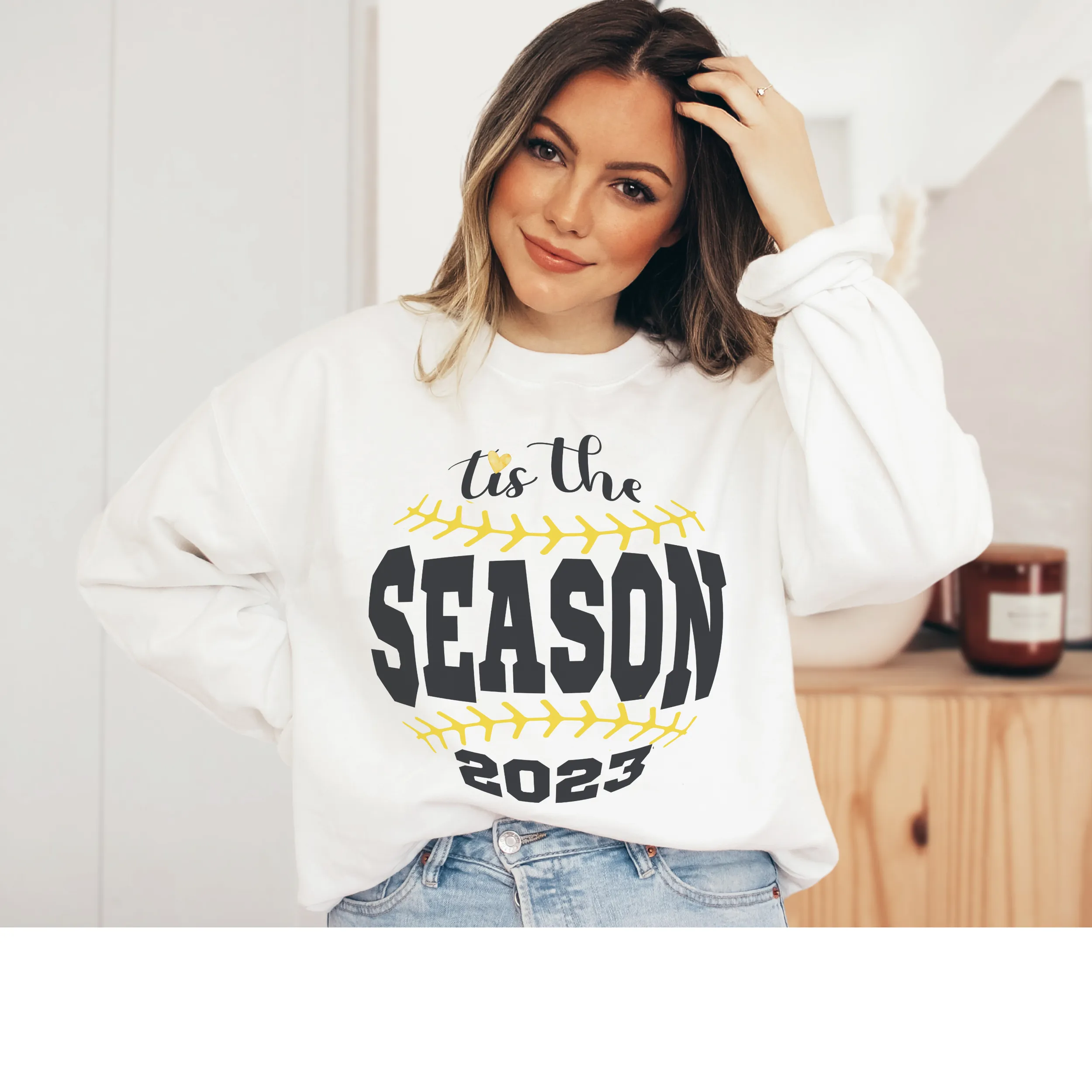 Women's Spring or Summer Tis The Season 2023 Crewneck Sweatshirt Hoodie T-Shirt or Tank Retro Baseball Design Spring Gift for Mom